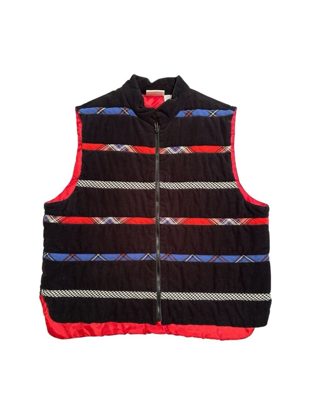 Susan Bristol Casuals Puffer Vest Womens XL Quilted Full Zip Pockets Black & Red